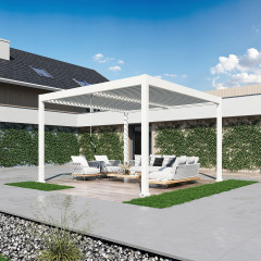 Aranżacja pergoli ogrodowej ELEGANCE DUO 3,6x4 White - Gutroof