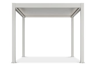 Widok z boku pergoli elektrycznej tarasowej DELUXE PRO AUTOMATIC 3x4 z oświetleniem LED, White - Gutroof