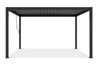 Nowoczesna czarna pergola ogrodowa 4x4 PRIMARY Anthracite z regulowanym dachem i mechanicznym wysięgnikiem