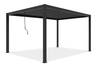 Pergola ogrodowa 4x4 PRIMARY Anthracite Gutroof w ujęciu z rączką do przesuwania dachu