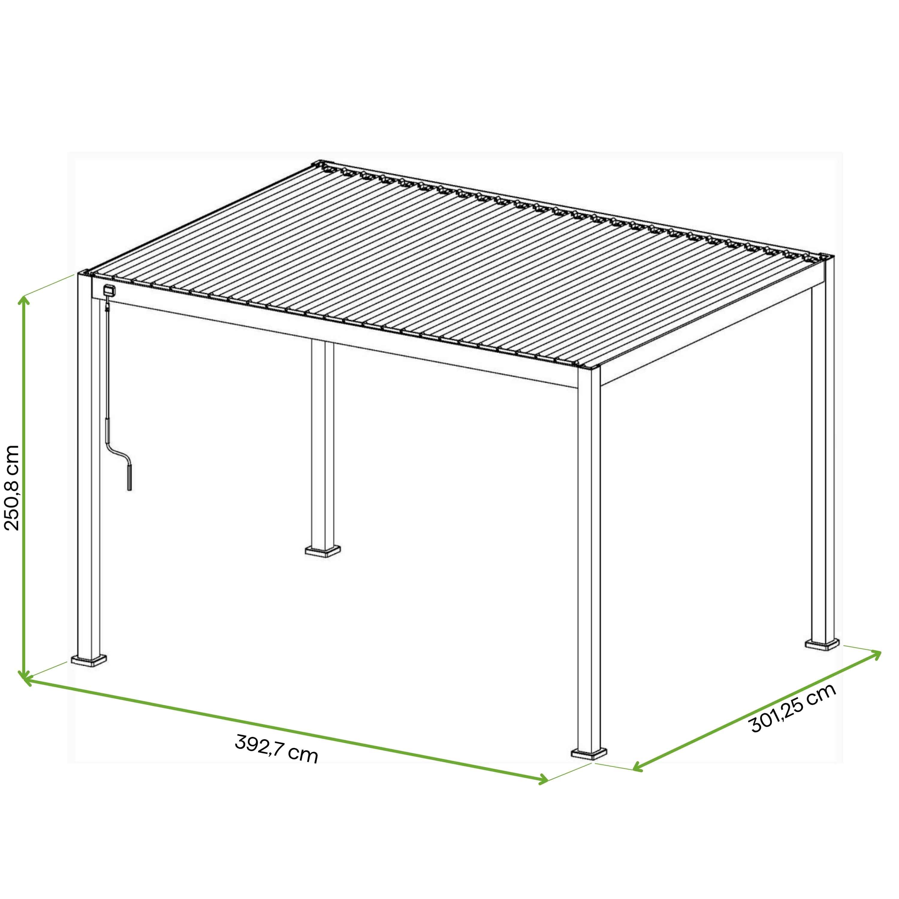 Wymiary pergoli ogrodowej Premium 3x4 od Gutroof
