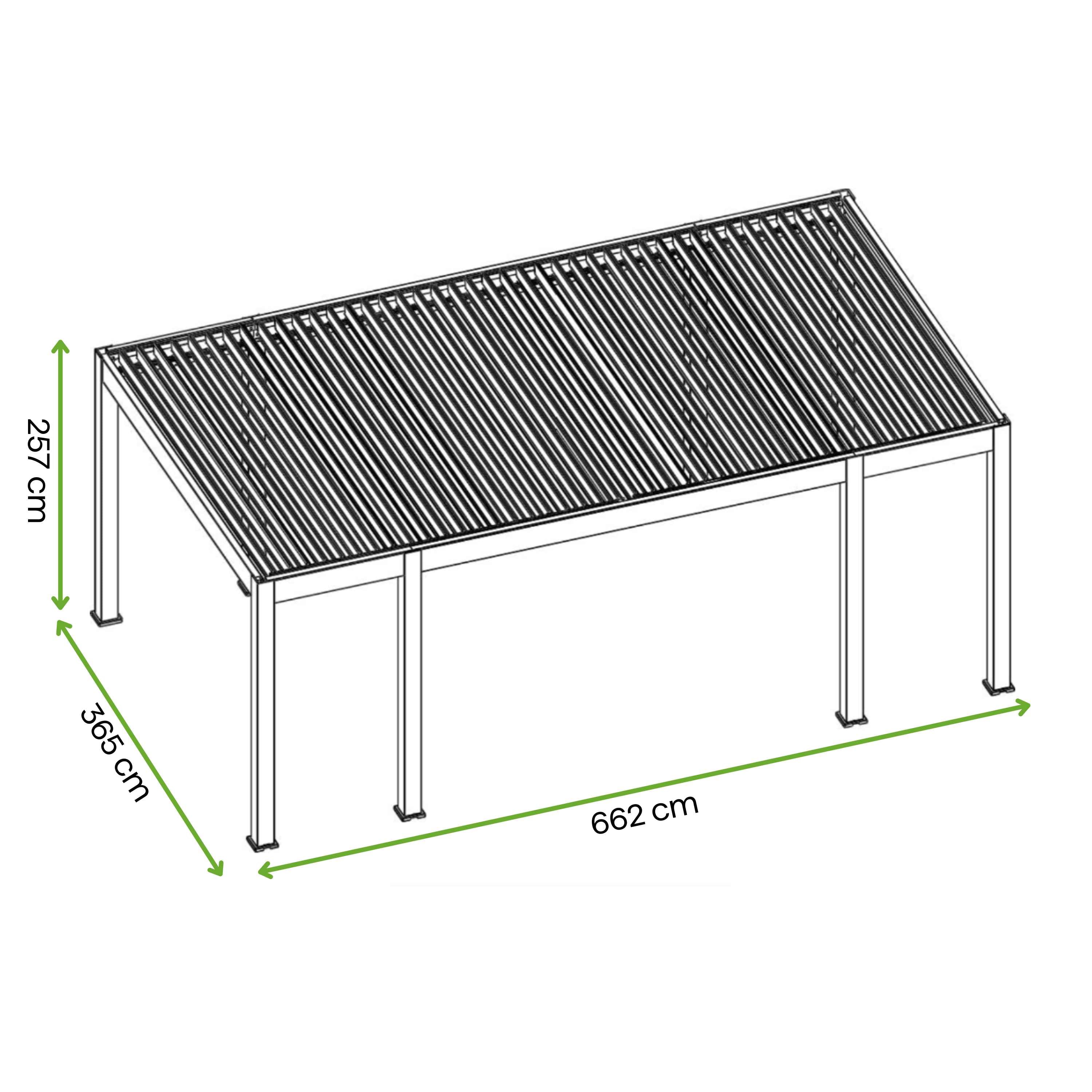 Pergola tarasowa REFERENCE AUTOMATIC 3.6x6.57 Anthracite z oświetleniem LED widok klinowy