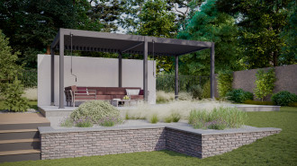 Pergola aluminiowa ELEGANCE 3x6 Anthracite - Gutroof w aranżacji ogrodu