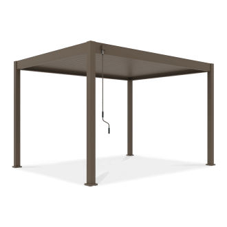Widok z boku wodoodpornej pergoli tarasowej ELEGANCE 3x4 Taupe - Gutroof