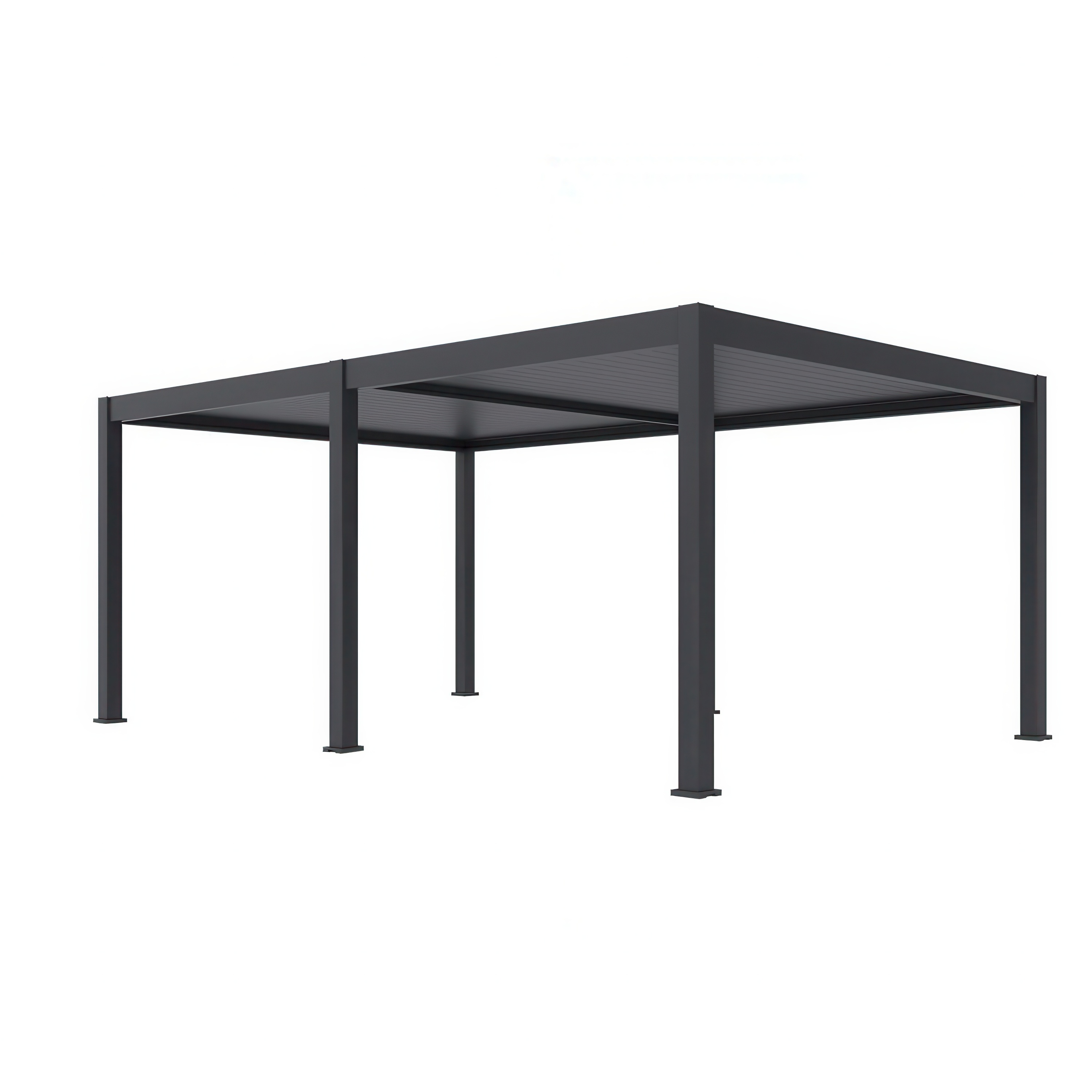 Pergola elektryczna tarasowa DELUE PRO AUTOMATIC 4x6 z oświetleniem LED Antracyt Gutroof widok perspektywiczny lewy 