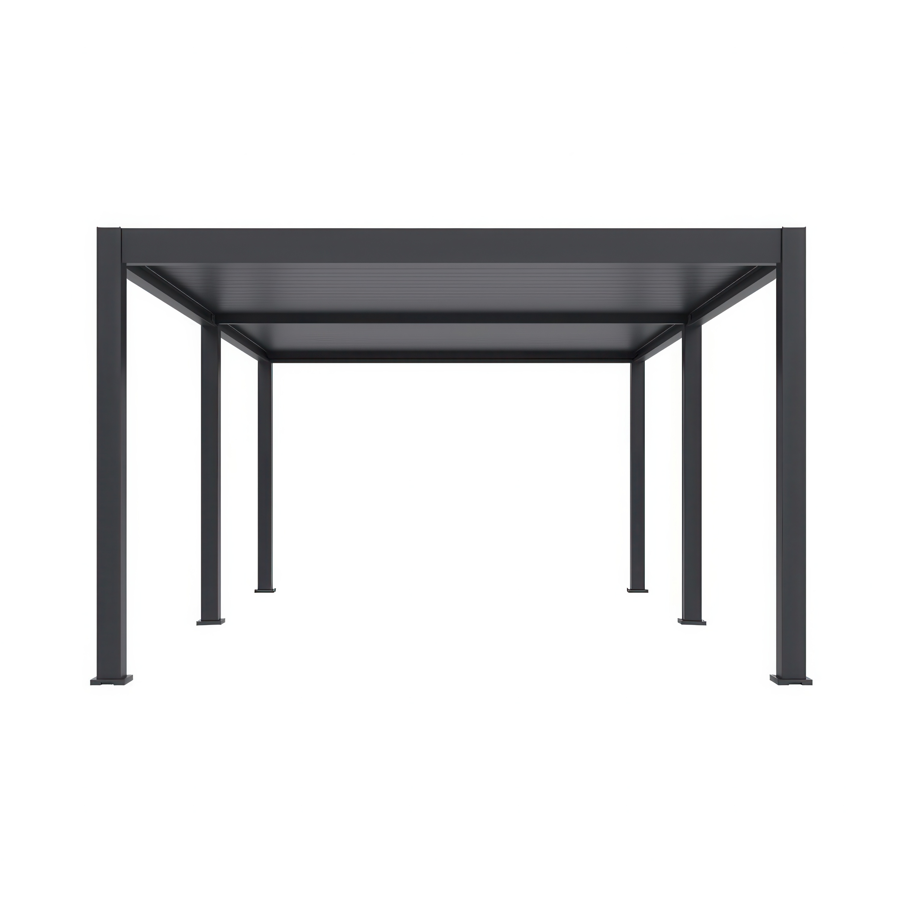 Pergola elektryczna tarasowa DELUE PRO AUTOMATIC 4x6 z oświetleniem LED Antracyt Gutroof widok tylny