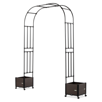 Pergola na kwiaty z dwoma pojemnymi kwietnikami na kółkach