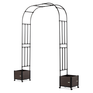 Pergola na kwiaty z dwoma pojemnymi kwietnikami na kółkach