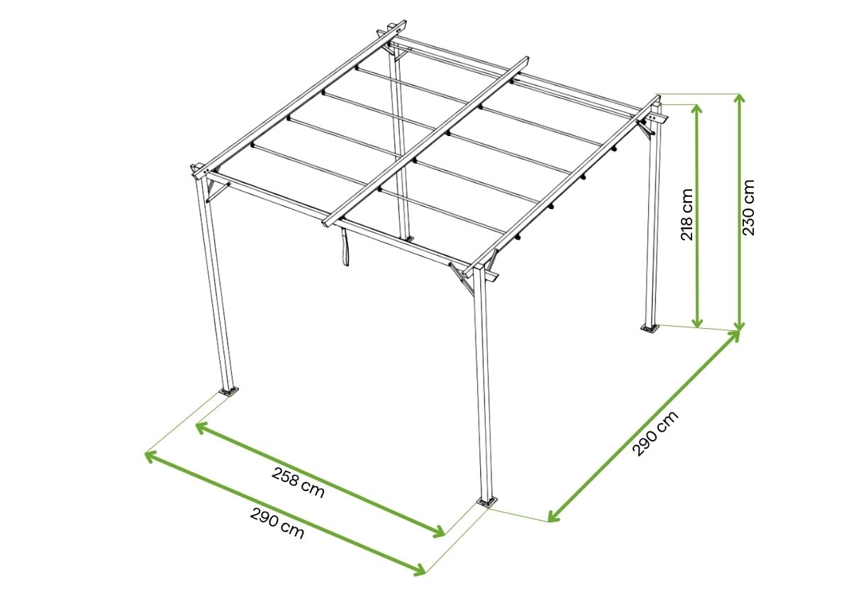 Wymiary pergoli SPRINT PLUS 3x3 Hardmaister
