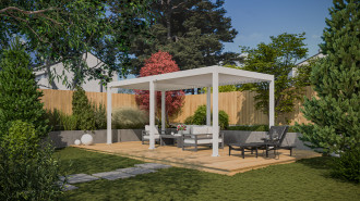 Pergola ogrodowa ELEGANCE 3x6 White - Gutroof w aranżacji ogrodu