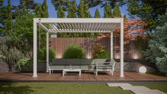 Pergola ogrodowa na taras ELEGANCE 3x4 w kolorze białym - Gutroof w aranżacji