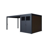 Pergola tarasowa Fusion 3x4+2 Anthracite Gutroof ze schowkiem widok perspektywiczny lewy
