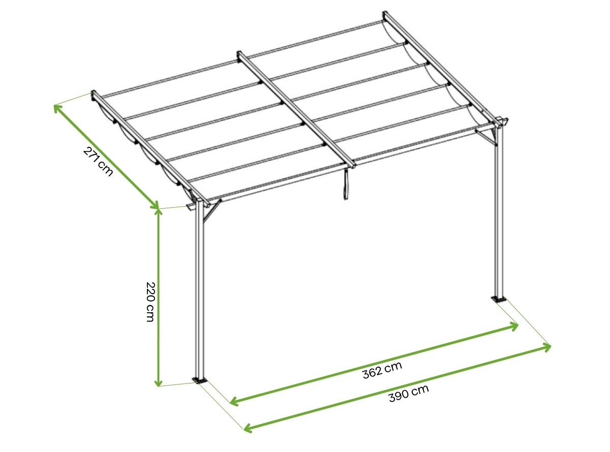 Wymiary pergoli Sprint Wall 4x2,7m Hardmaister