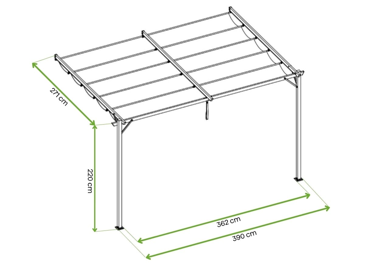 Wymiary pergola SPRINT WALL 4x2,7m Hardmaister