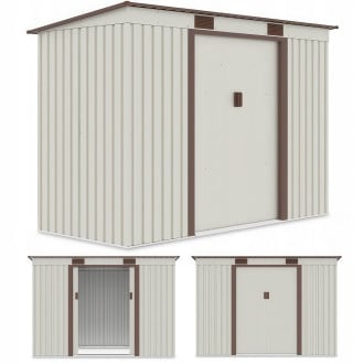 Zdjęcie z trzema rzutami domku narzędziowego OREGON 261x121cm Beige - Hardmaister