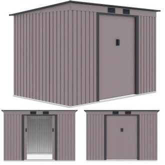 Zdjęcie z trzema rzutami domku narzędziowego OREGON 261x181cm Warm Grey - Hardmaister