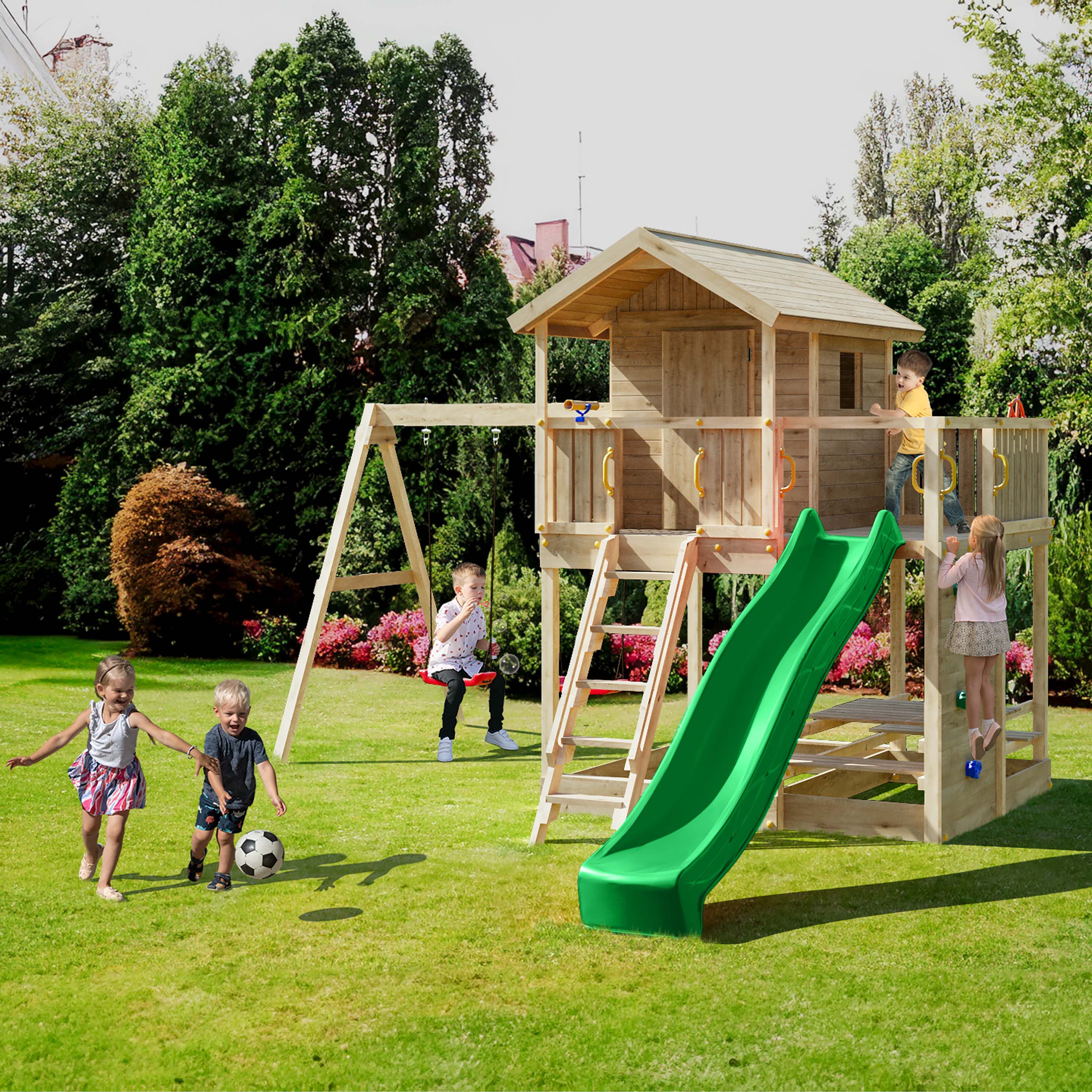 Plac zabaw z drewnianym domkiem Galaxy Moonlight - Fungoo