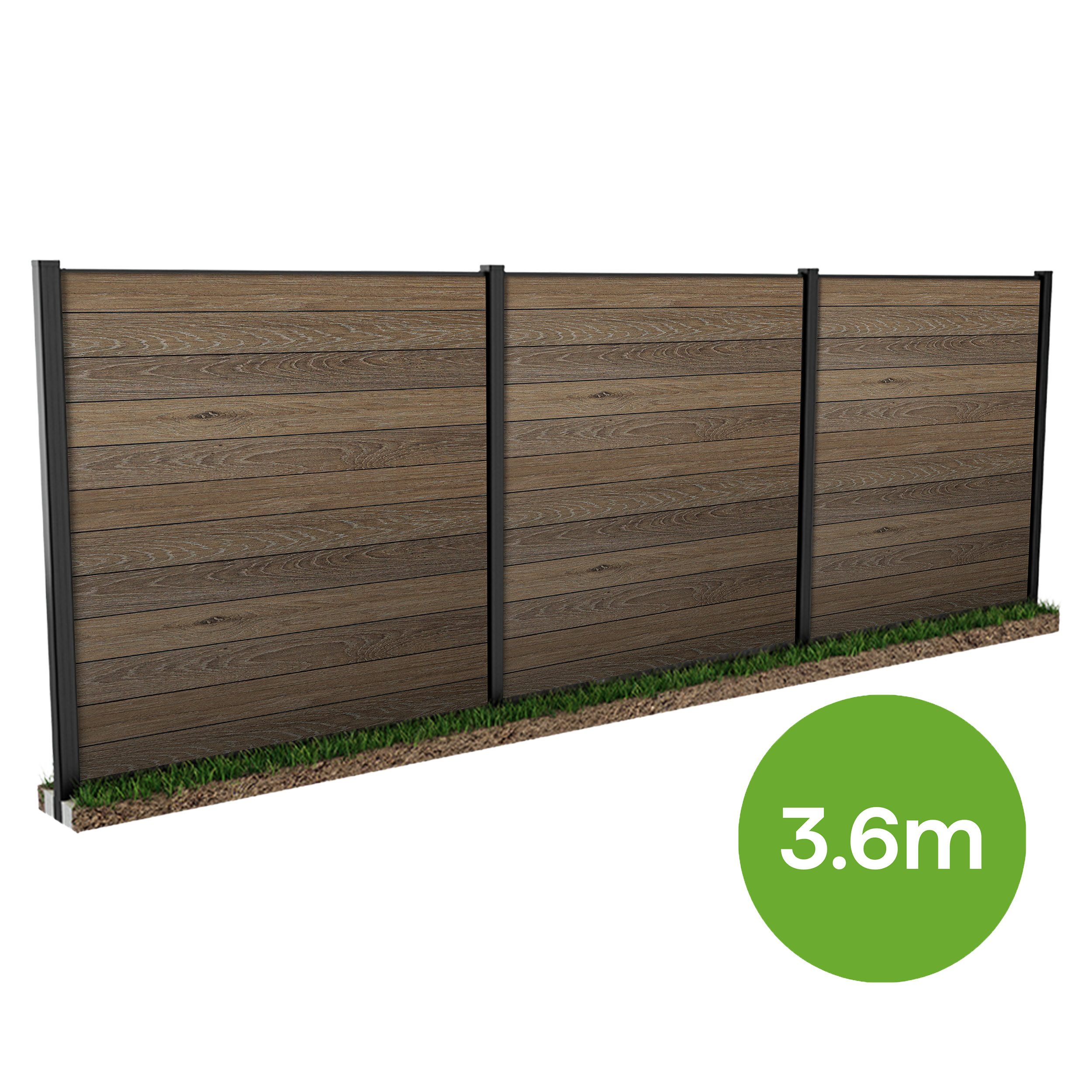 Płot modułowy 3,6 m do mocowania w ziemi Walnut – Keter