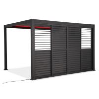 Żaluzjowe drzwi do pergoli PREMIUM 4m anthracite, przesuwane - GUTROOF