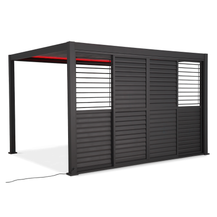 Przesuwane drzwi żaluzjowe do pergoli PREMIUM 4m, anthracite - GUTROOF