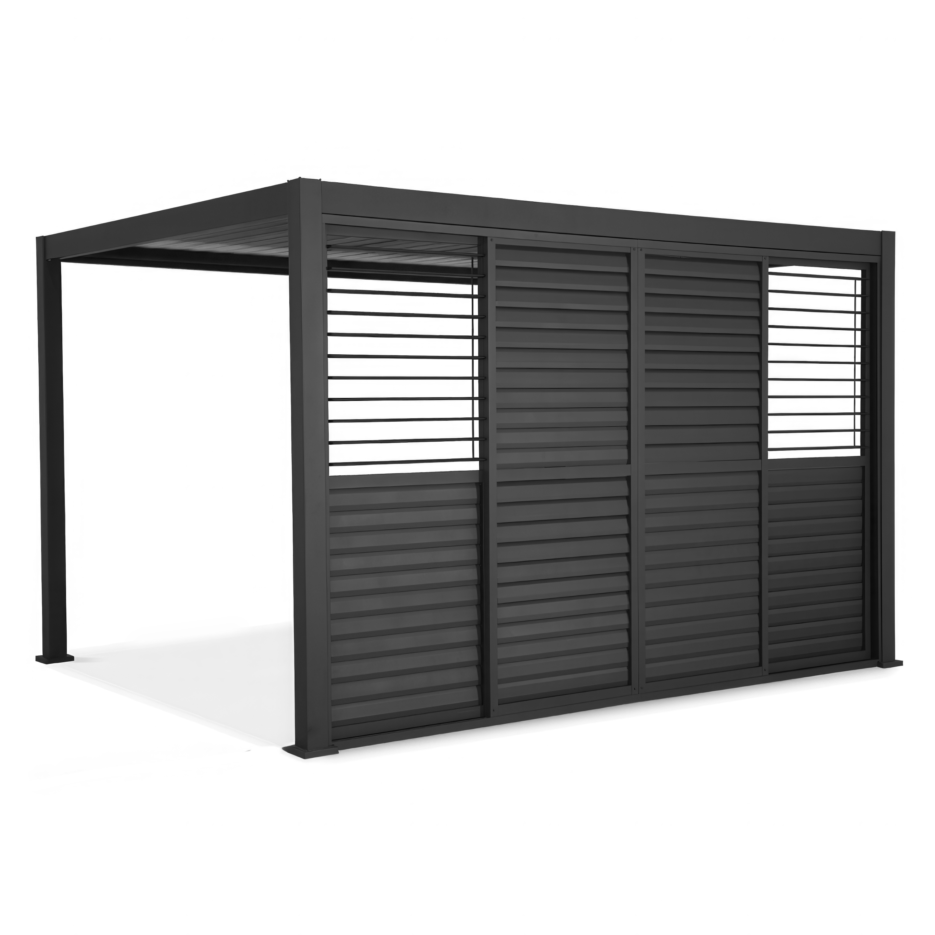 Przesuwane drzwi żaluzjowe do pergoli PREMIUM 4m, anthracite - GUTROOF