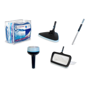 zestaw akcesoriów do basenu z pokrywą, szczotką, termometrem do basenu, podbierakiem i tyczką