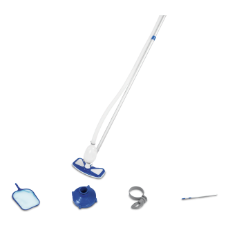 zestaw do czyszczenia basenów: kij z podbierakiem, odkurzacz