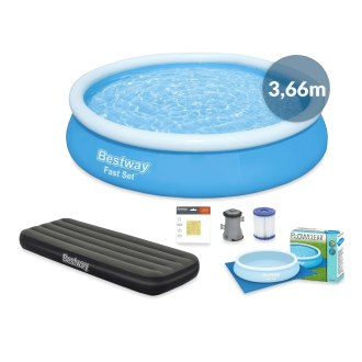 zestaw basenowy z materacem, pompą filtrującą, filtrem, ochronną matą pod materac