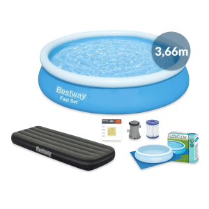 zestaw basenowy z materacem, pompą filtrującą, filtrem, ochronną matą pod materac