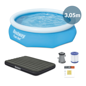 zestaw basenowy do ogrodu z materacem, pompą filtrującą, filtrem i łatkami