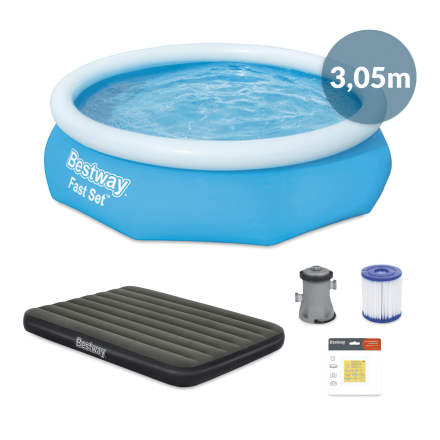 zestaw basenowy do ogrodu z materacem, pompą filtrującą, filtrem i łatkami