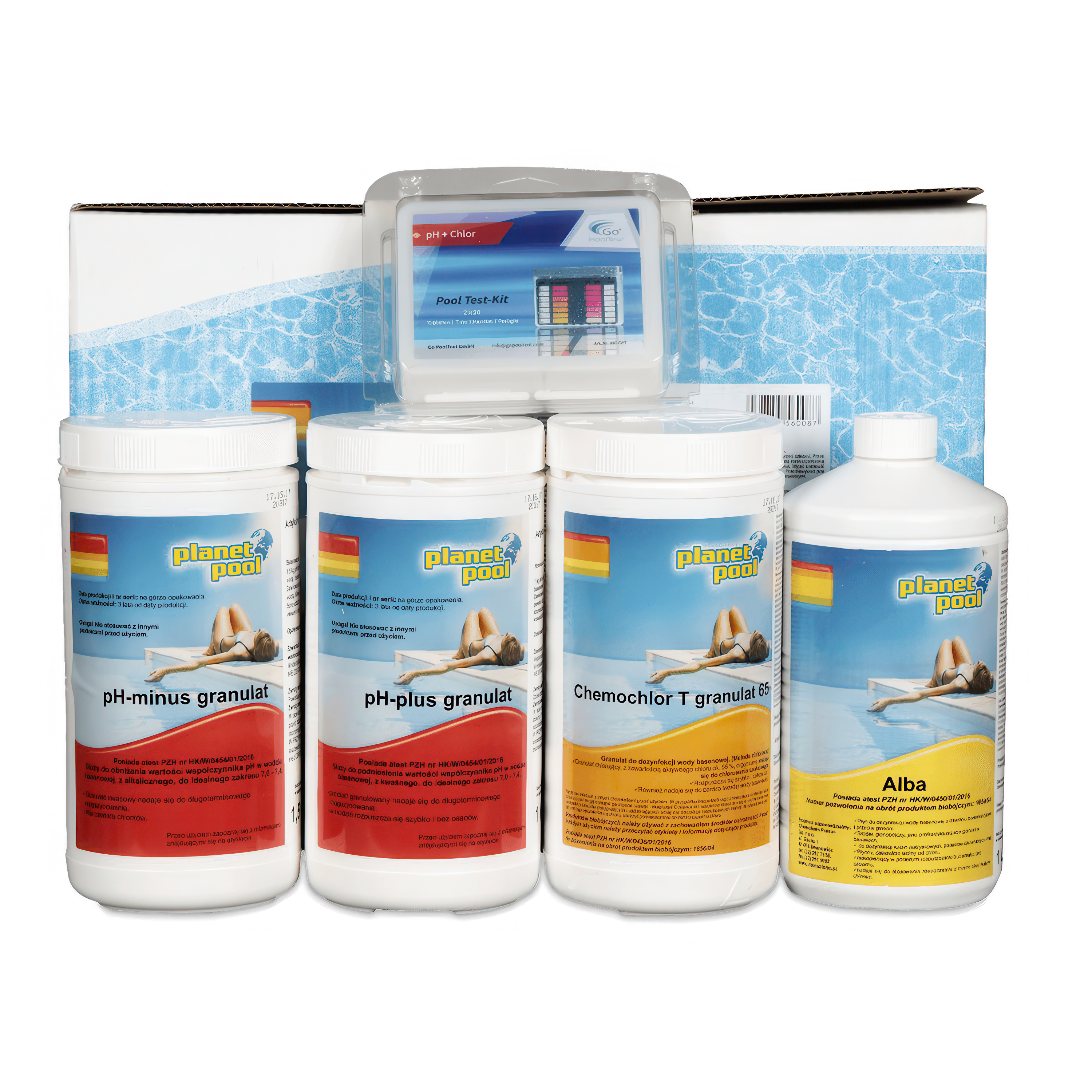zestaw startowy chemii do basenu różne rodzaje