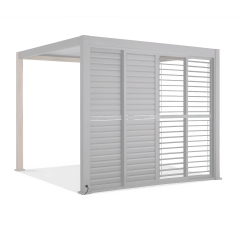 Żaluzjowe drzwi do pergoli PREMIUM 4m white, przesuwane - GUTROOF