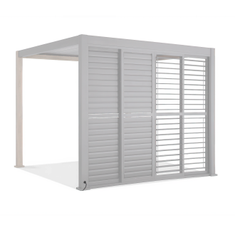 Żaluzjowe drzwi do pergoli PREMIUM 4m white, przesuwane - GUTROOF