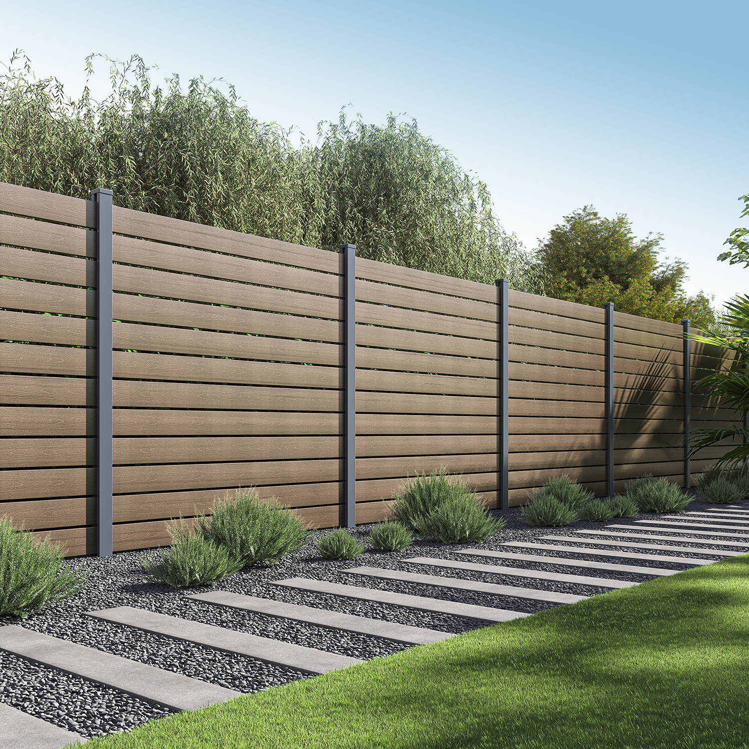 Przęsło ogrodzeniowe do mocowania na miękkim podłożu 1,8 m NEO Teak - Gutroof