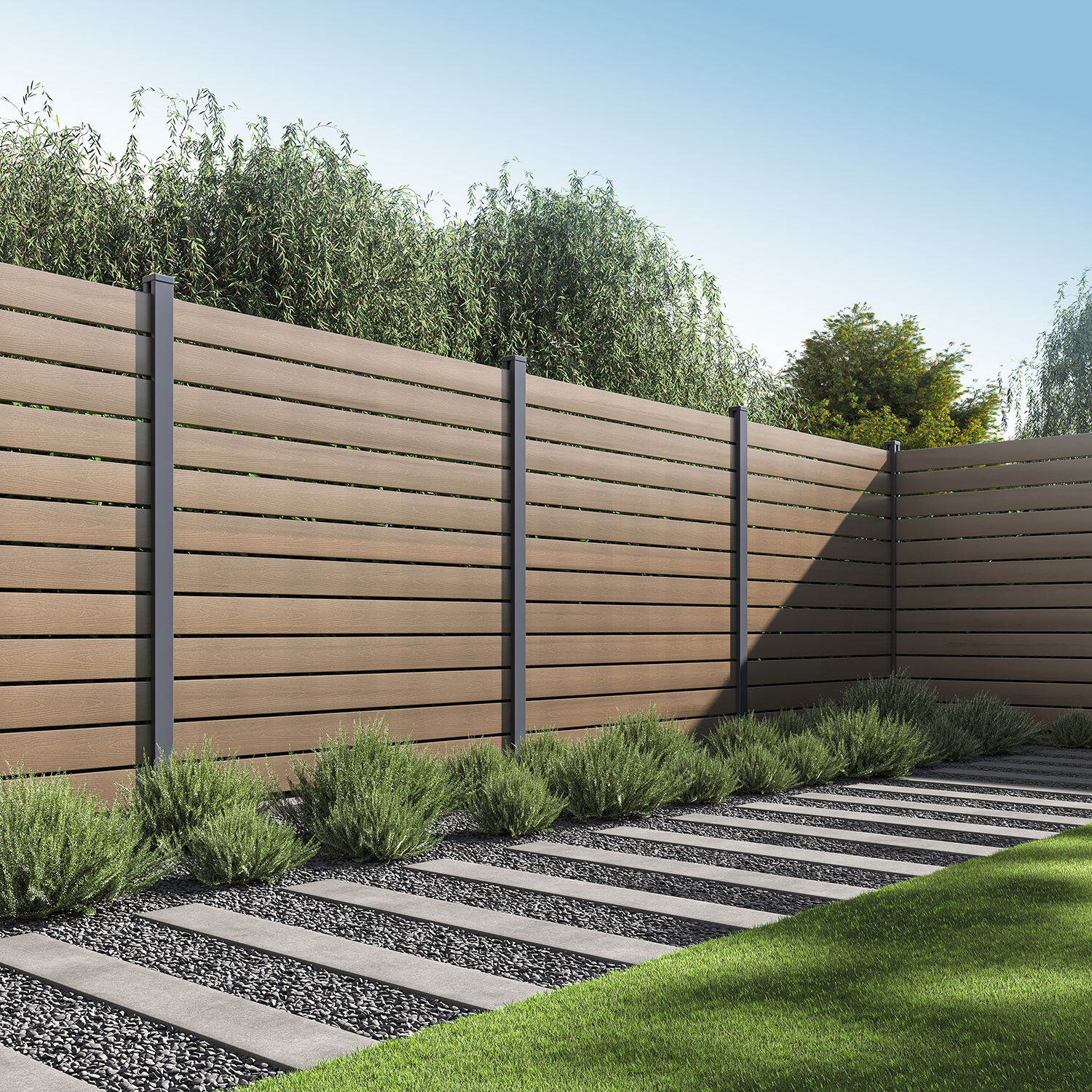 Przęsło ogrodzeniowe do mocowania na twardym podłożu 1,8 m NEO Teak - Gutroof