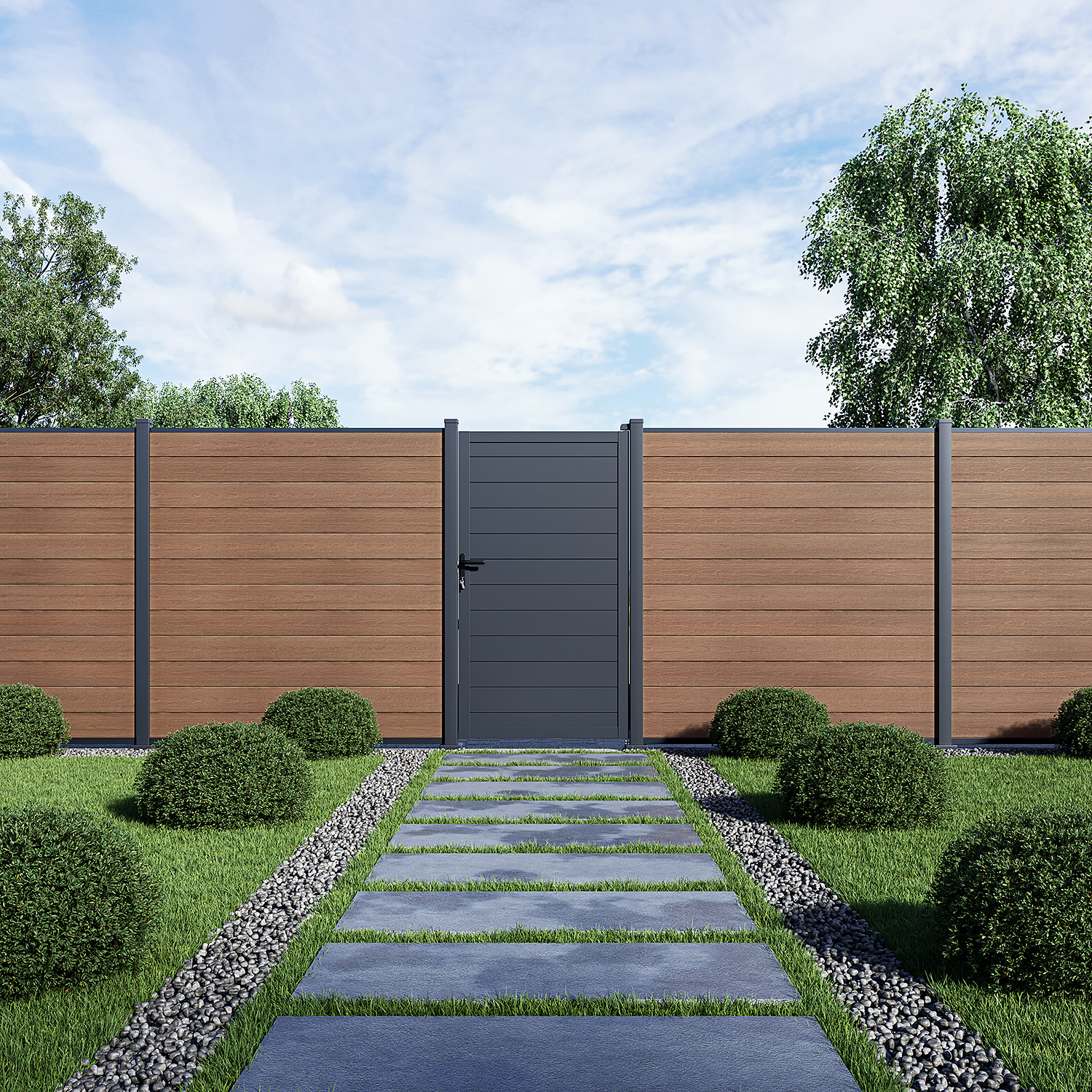 Przęsło ogrodzeniowe do mocowania na twardym podłożu 1,8 m URBAN Teak - Gutroof