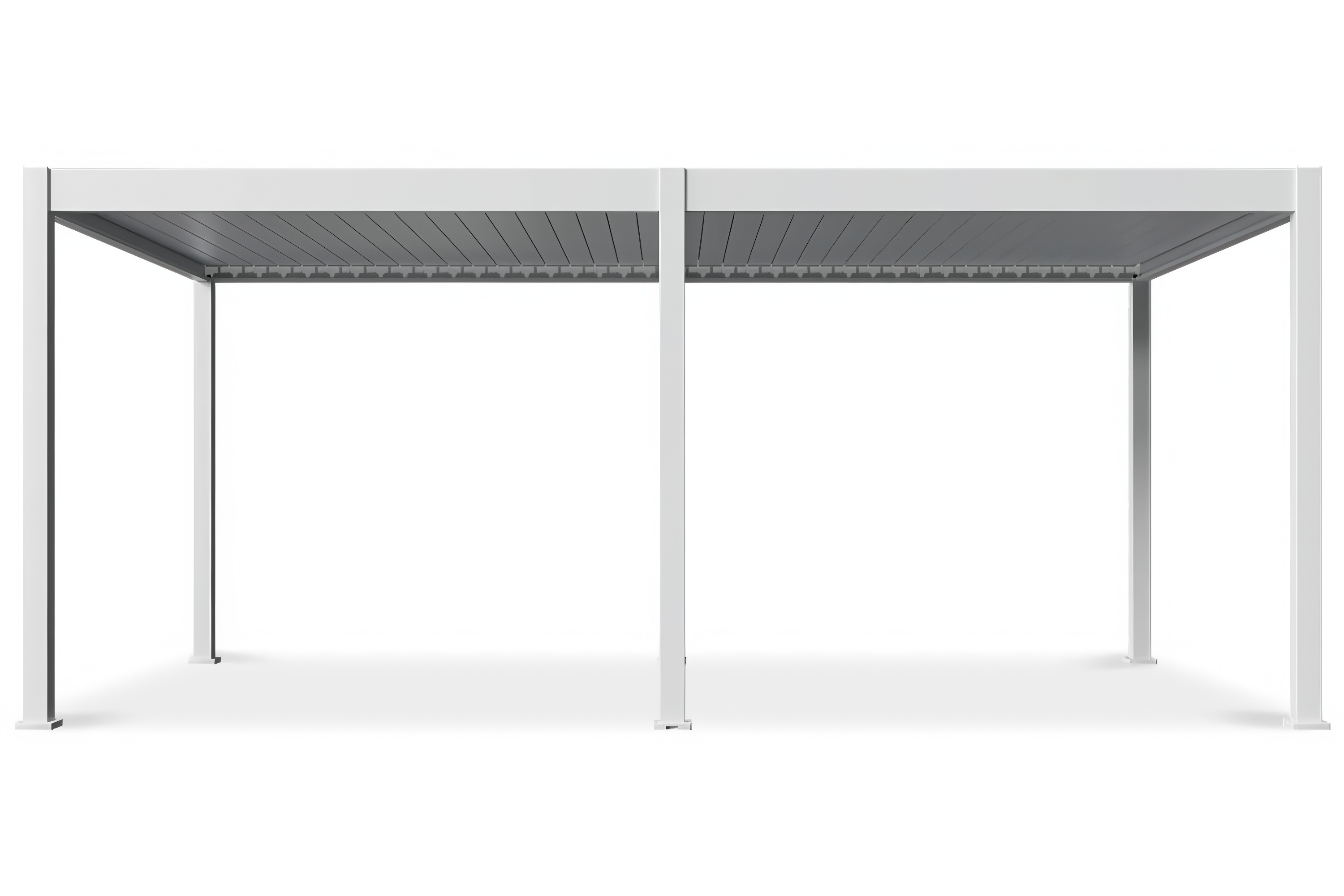 Widok z przodu na elegancką pergolę z aluminium DELUXE AUTOMATIC LED