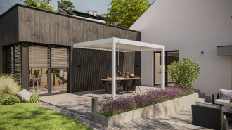Przyścienna pergola ELEGANCE WALL 3x4 White - Gutroof w świetle dziennym