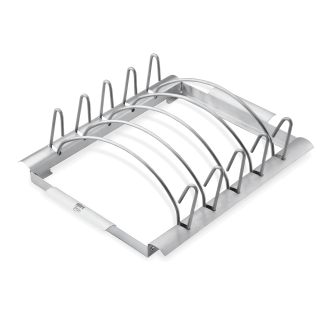 stojak na żeberka i pieczeń na grilla w srebrnym kolorze
