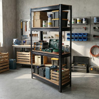 Dwa regały metalowe garażowe 150 x 70 x 30cm BLACK - Hardmaister