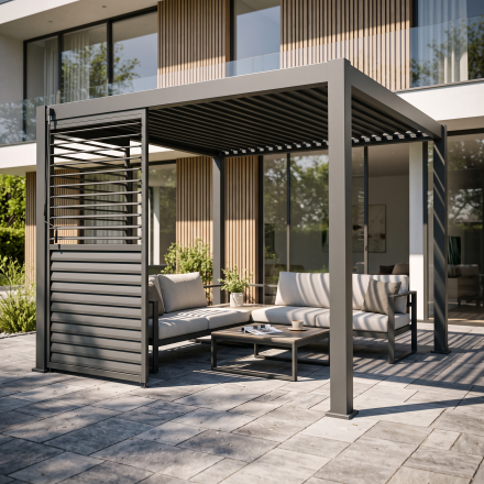 Regulowany panel żaluzjowy do pergoli PREMIUM 3m, anthracite - GUTROOF — aranżacja