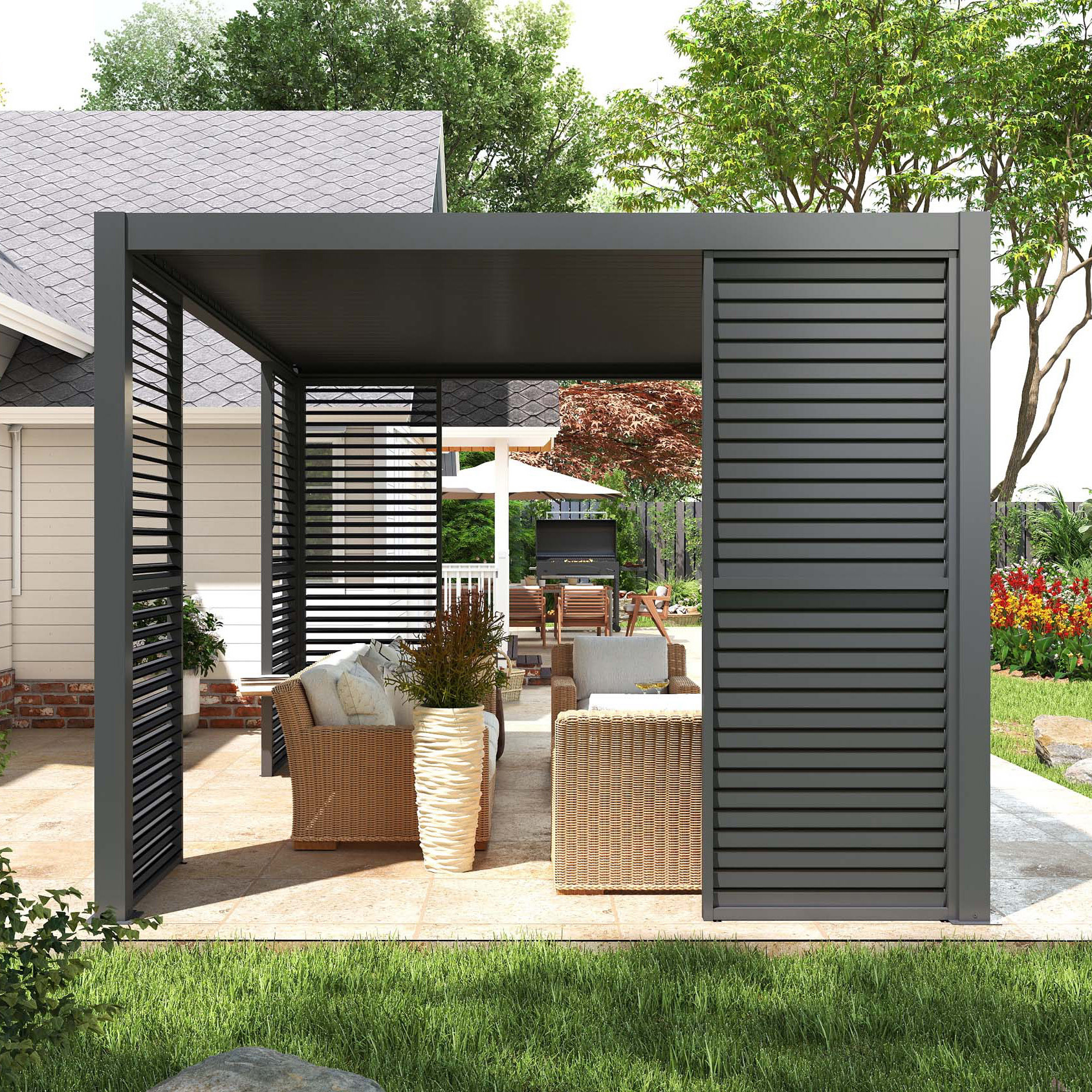 Regulowany panel żaluzjowy do pergoli PRIMARY 1 m, Anthracite - GUTROOF