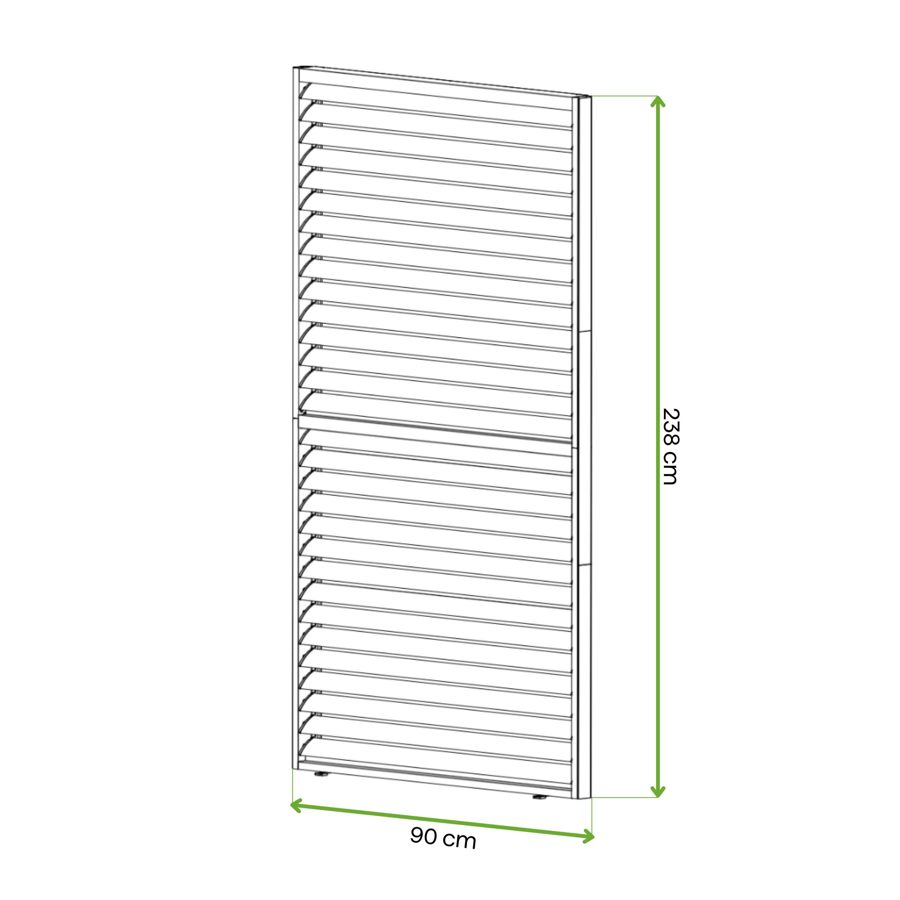 Grafika z wymiarami produktu regulowany panel żaluzjowy do pergoli PRIMARY 1 m Anthracite GUTROOF