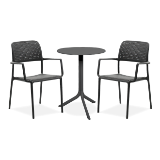 czarny zestaw dwóch krzeseł i stolika na taras