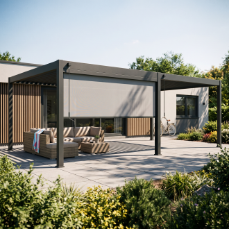 Roleta opuszczana do pergoli ELEGANCE/DELUXE/FUSION 3.6 m Anthracite - Gutroof — aranżacja