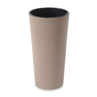 Okrągła donica LILIA ECO coffee 30cm jumper latte - LAMELA