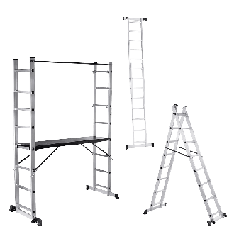 Różne konfiguracje rusztowania drabinowego aluminiowego 2x8 – HARDMAISTER