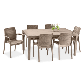 Zestaw mebli ogrodowych BALI/MELODY Cappuccino 6+1 - Keter
