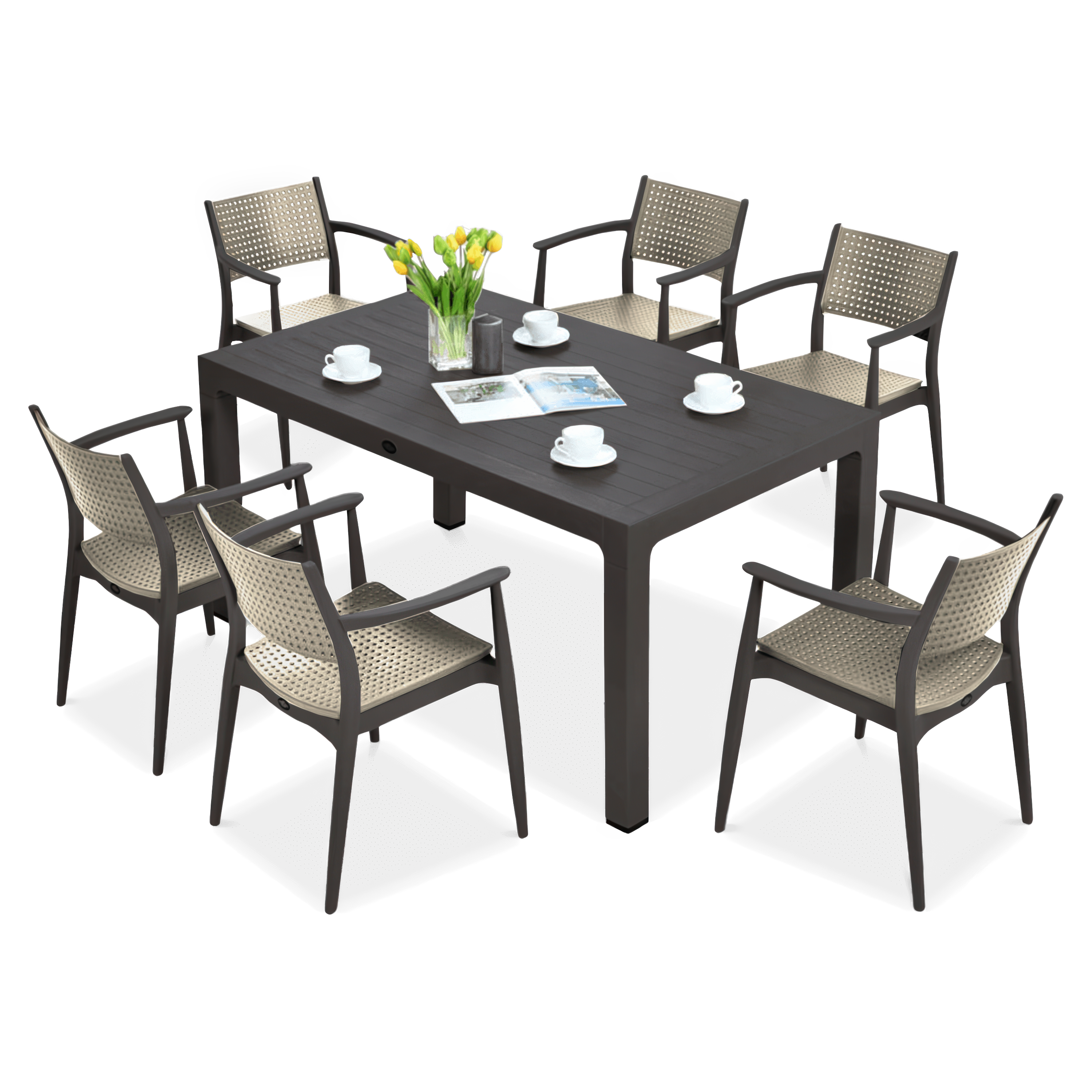 Meble jadalniane Novussi SEGINUS 6+1 Brown/Desert Brown